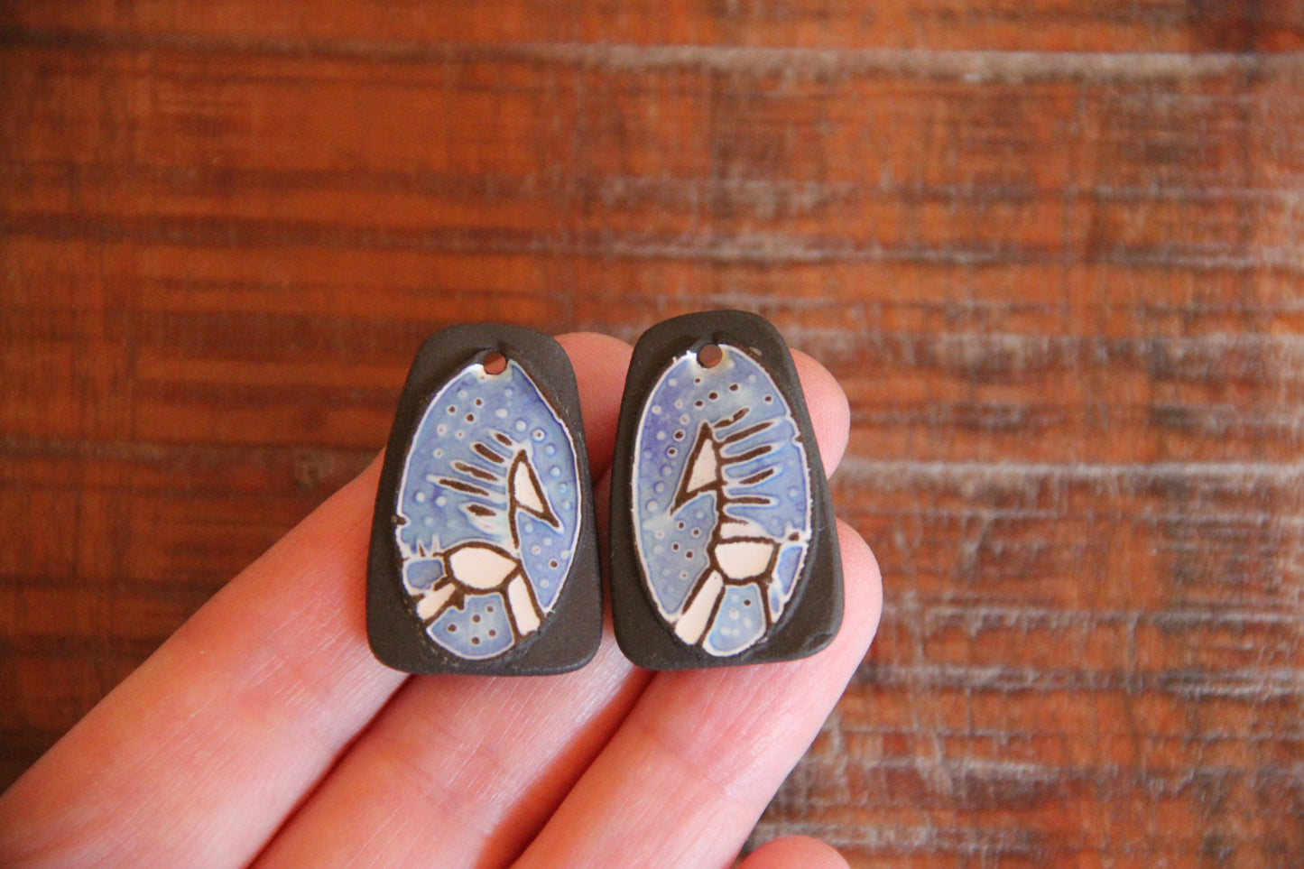 Horses - a pair of ceramic earring dangles