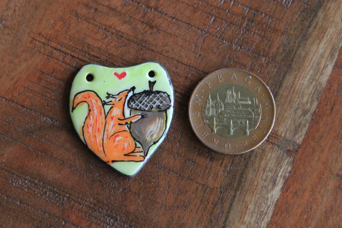 SQUIRREL LOVE... ceramic FOCAL PENDANT