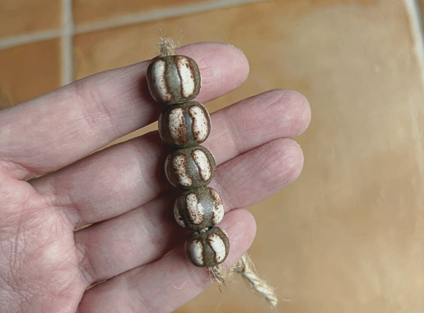 5 rustic earthy stoneware BEADS