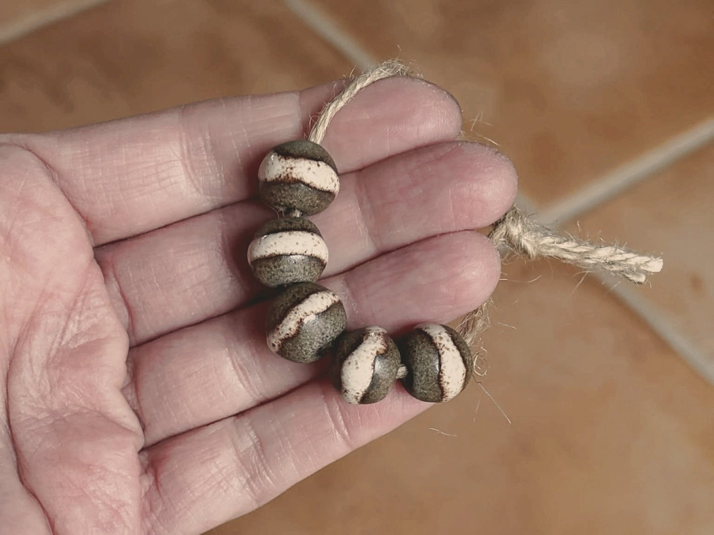 5 rustic earthy stoneware BEADS