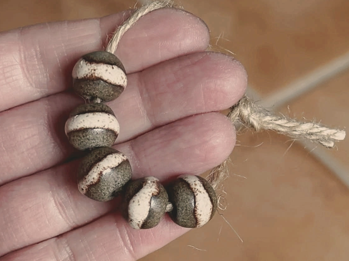5 rustic earthy stoneware BEADS