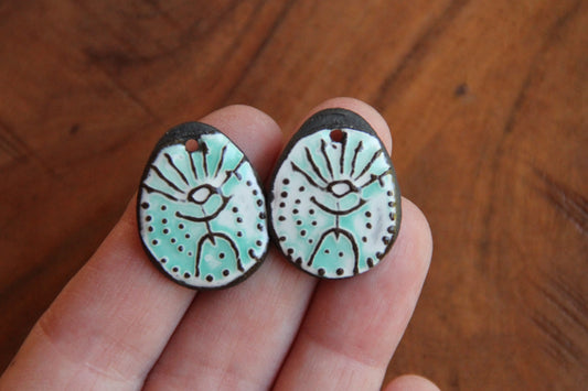 The Universe in my Head - A pair of ceramic earring dangles
