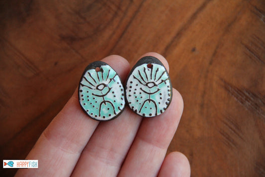 The Universe in my Head - A pair of ceramic earring dangles