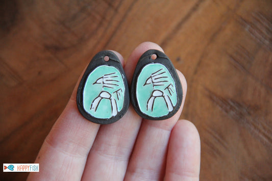 Horses - a pair of ceramic earring dangles