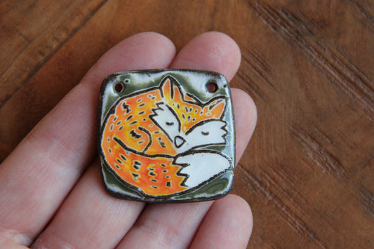 Ceramic SLEEPING FOX pendant