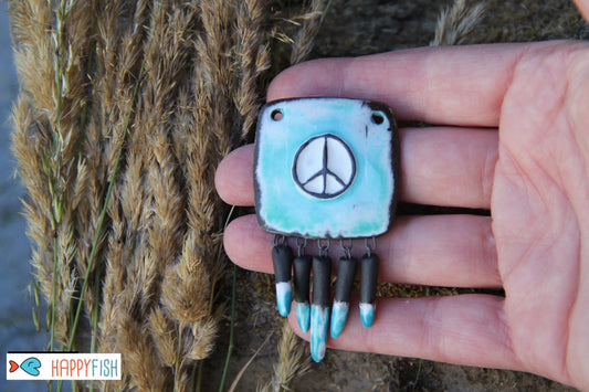PEACE Pendant with attached spike beads