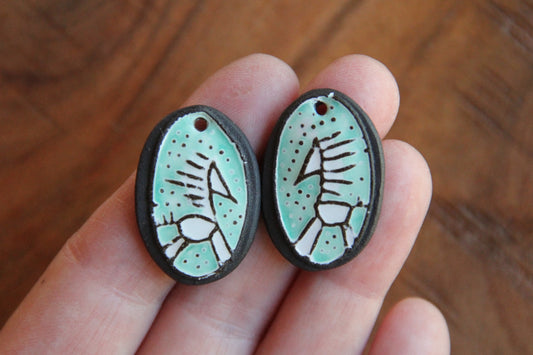 White Horses - a pair of ceramic earring dangles