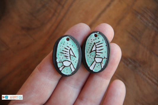 White Horses - a pair of ceramic earring dangles