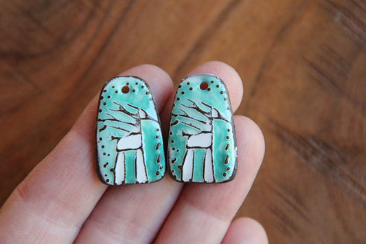 White Horse - a pair of ceramic earring dangles
