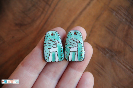 White Horse - a pair of ceramic earring dangles