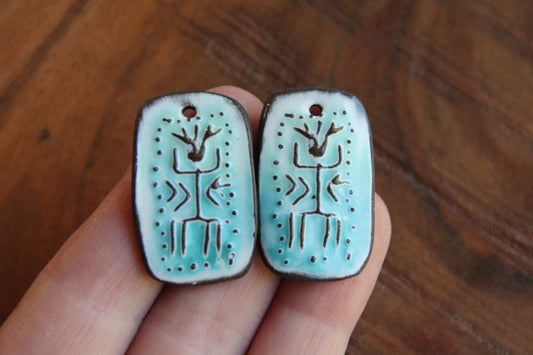 SHAMAN - a pair of ceramic earring dangles
