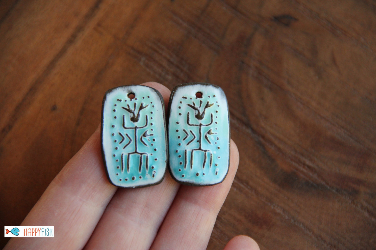 SHAMAN - a pair of ceramic earring dangles