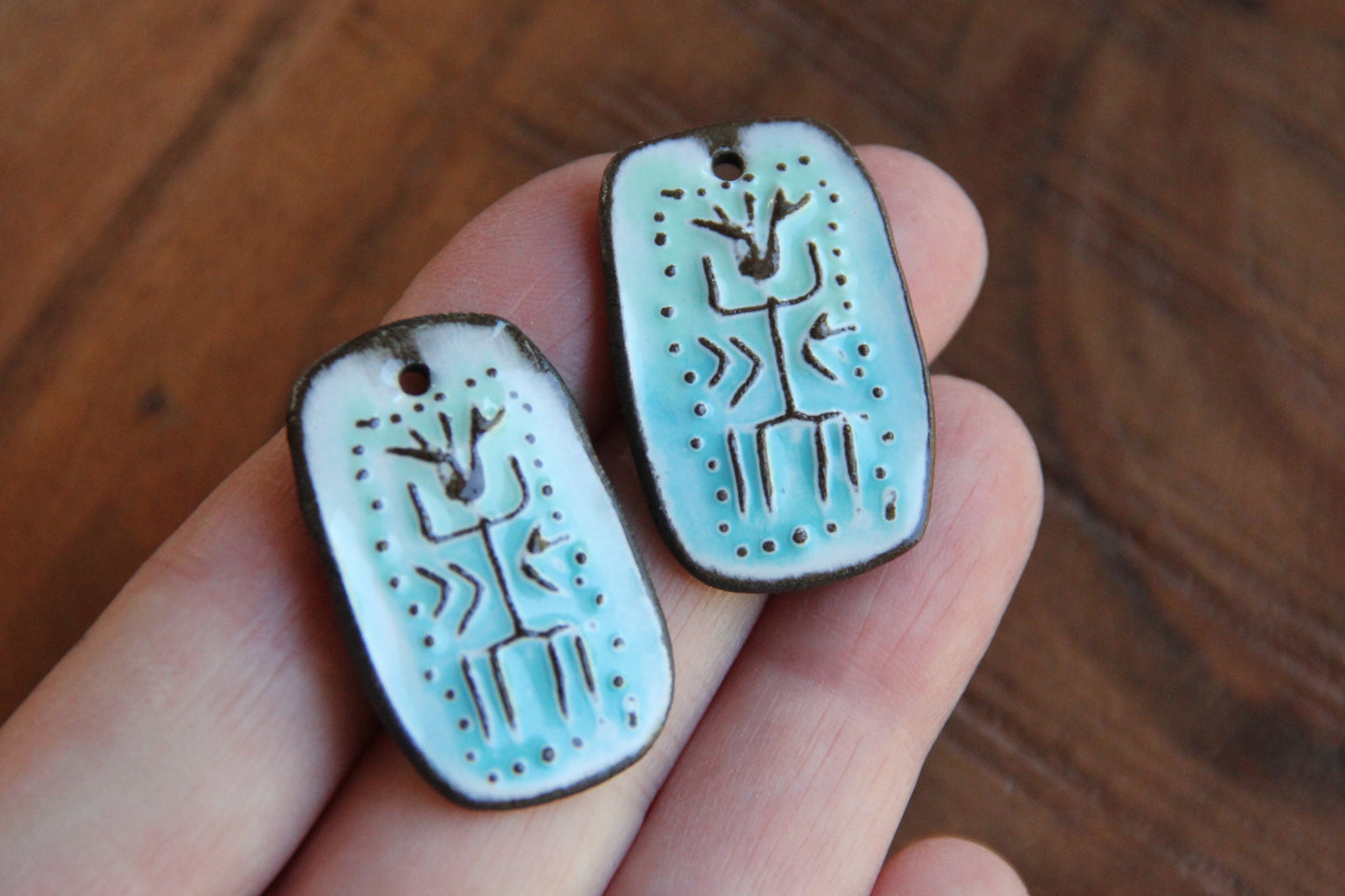 SHAMAN - a pair of ceramic earring dangles