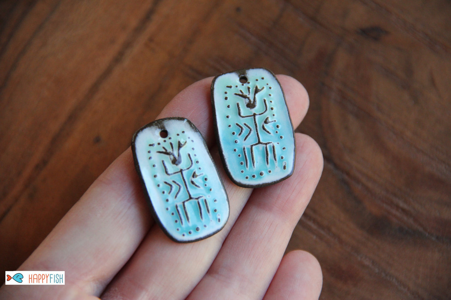 SHAMAN - a pair of ceramic earring dangles