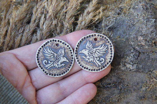 RAVEN - a pair of ceramic earring dangles in rustic style