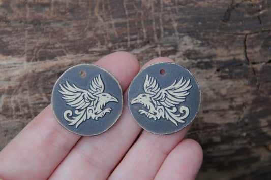 RAVEN - a pair of ceramic earring dangles in rustic style