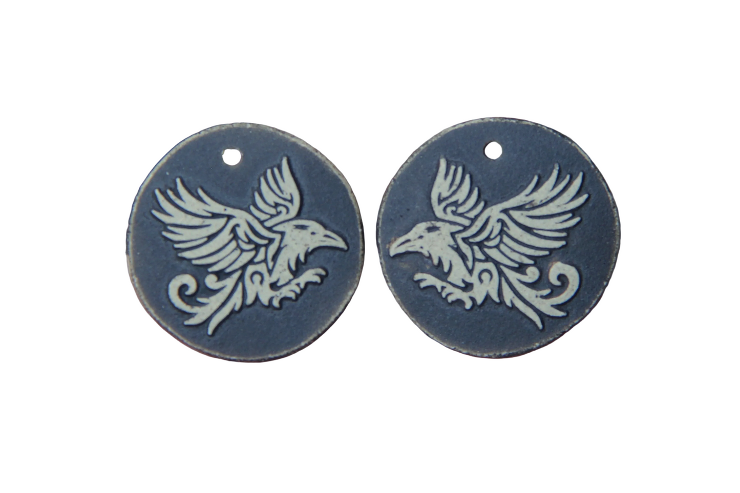 RAVEN - a pair of ceramic earring dangles in rustic style