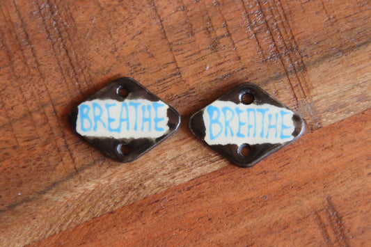 SALE - BREATHE - a pair of ceramic CONNECTORS