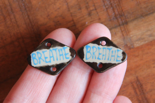 SALE - BREATHE - a pair of ceramic CONNECTORS