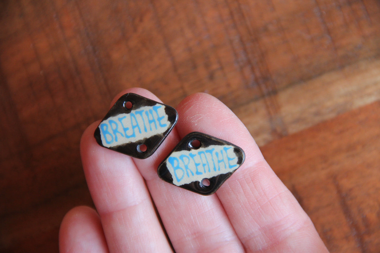 SALE - BREATHE - a pair of ceramic CONNECTORS