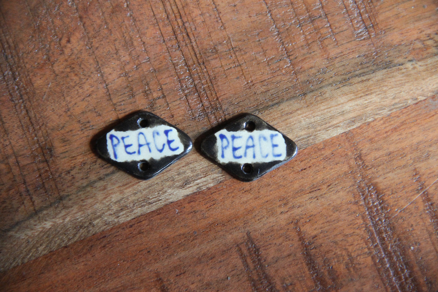SALE - PEACE - a pair of ceramic CONNECTORS