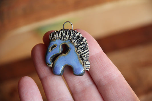 Horse Bothsided Stoneware Rustic Pendant