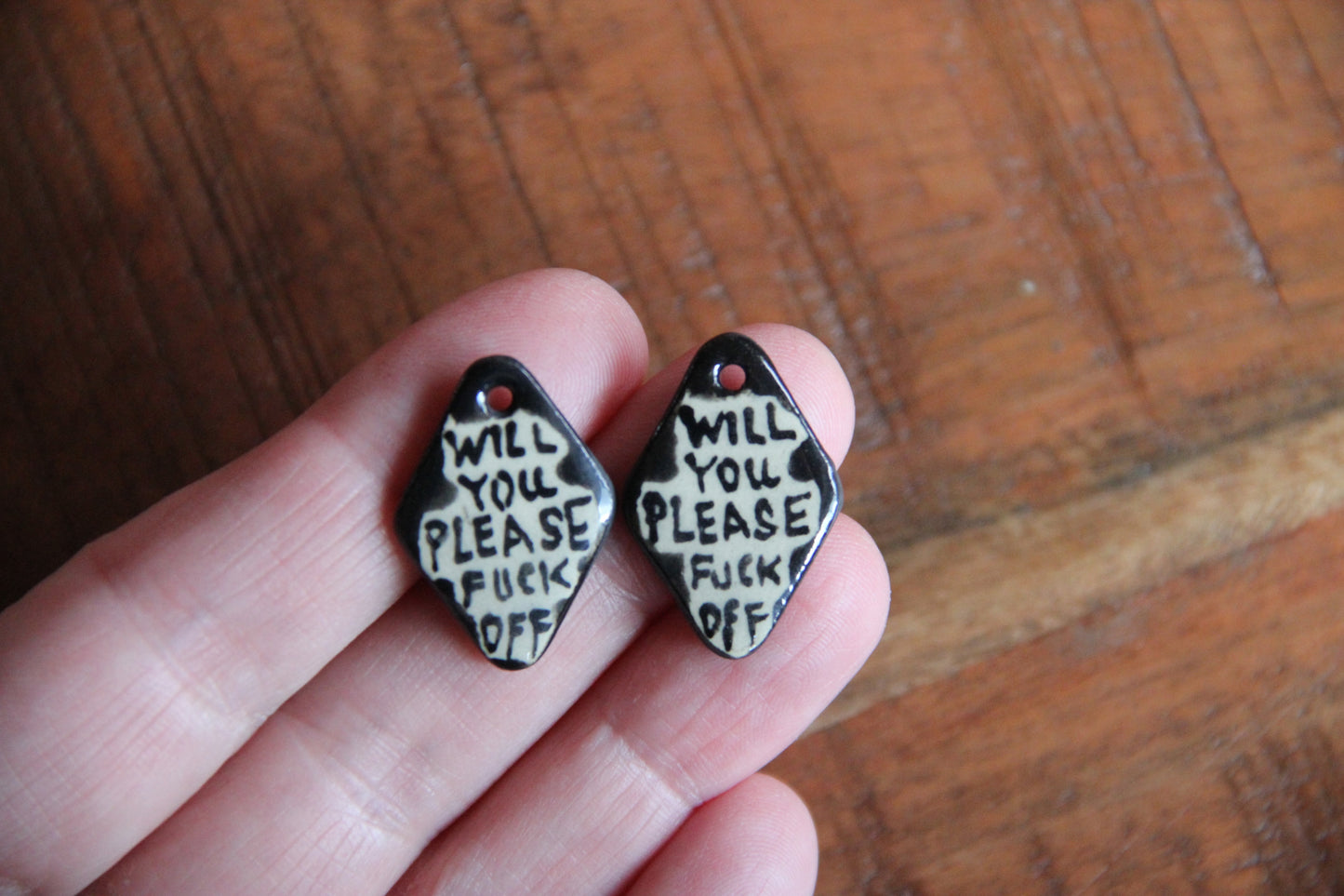 WILL YOU PLEASE... a pair of ceramic earring dangles / charms