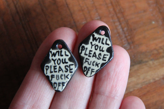 WILL YOU PLEASE... a pair of ceramic earring dangles / charms