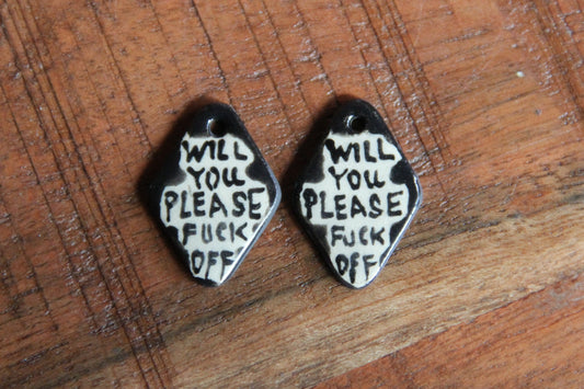 WILL YOU PLEASE... a pair of ceramic earring dangles / charms