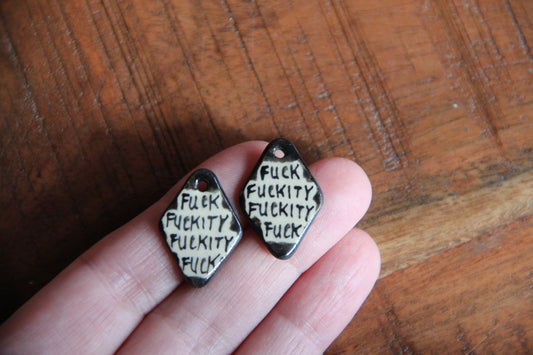 FFFF... a pair of ceramic earring dangles / charms