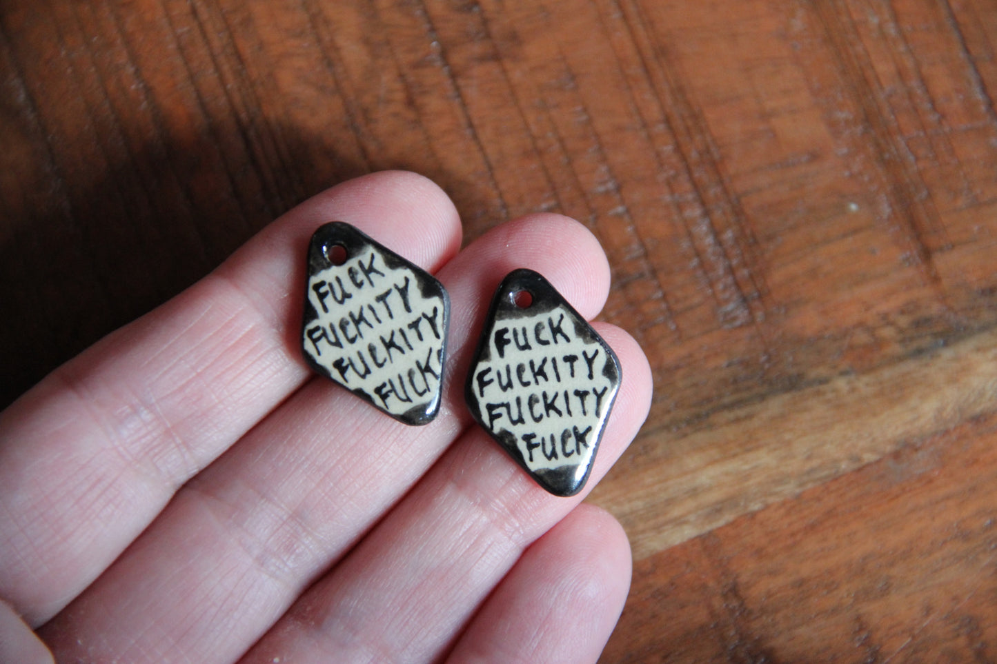 FFFF... a pair of ceramic earring dangles / charms