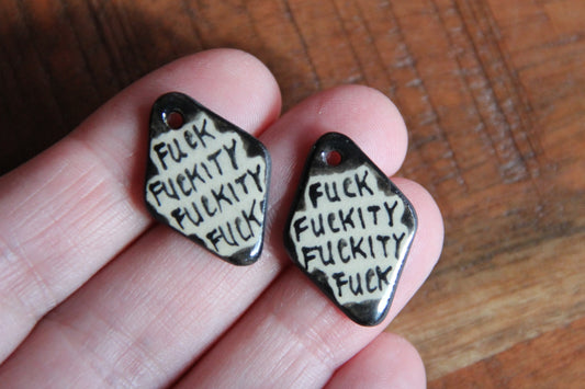 FFFF... a pair of ceramic earring dangles / charms