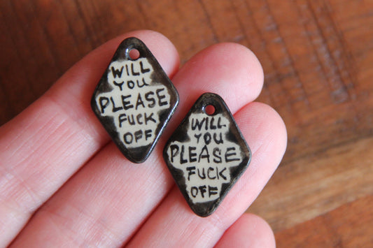 WILL YOU PLEASE... a pair of ceramic earring dangles / charms