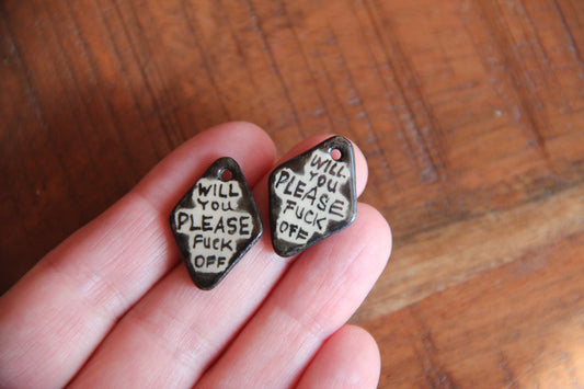 WILL YOU PLEASE... a pair of ceramic earring dangles / charms