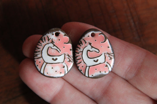 Horses - a pair of ceramic earring dangles