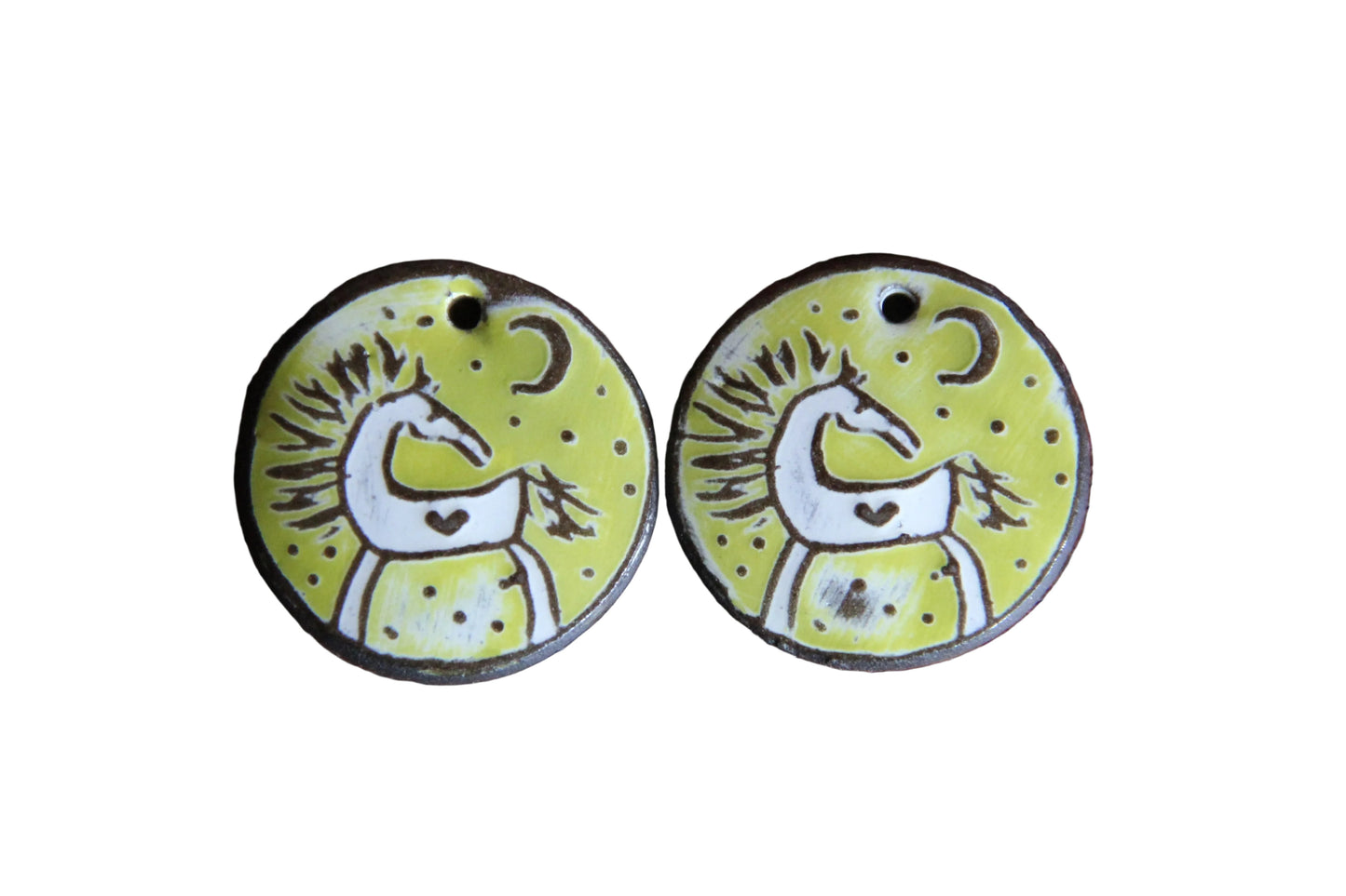 Horses - a pair of ceramic earring dangles