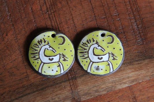 Horses - a pair of ceramic earring dangles