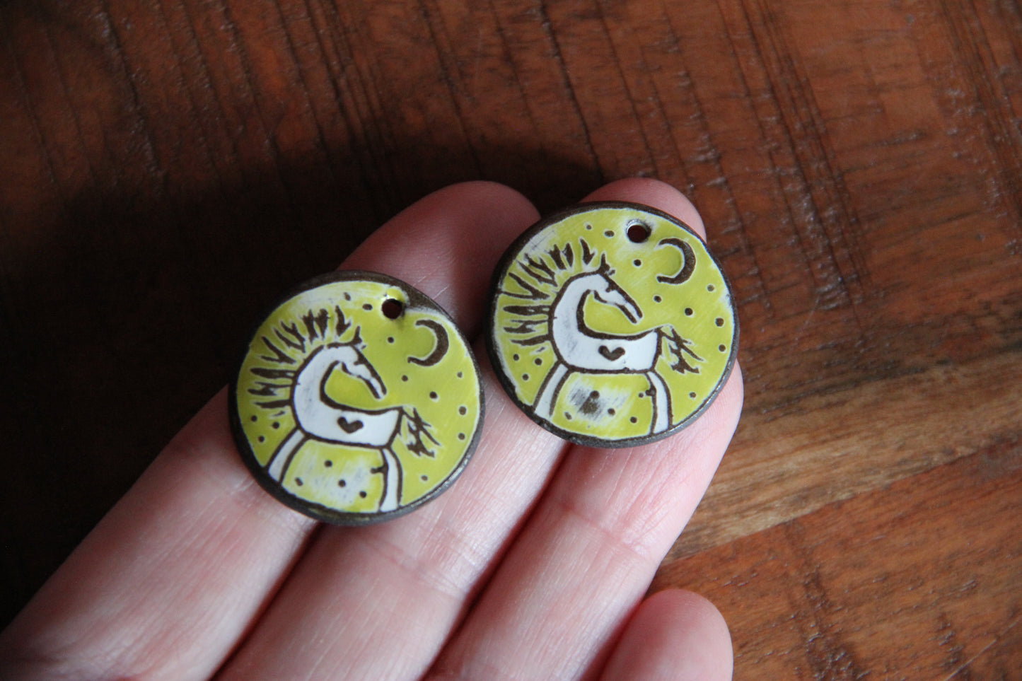 Horses - a pair of ceramic earring dangles