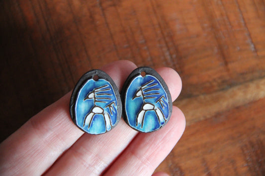 Horses - a pair of ceramic earring dangles