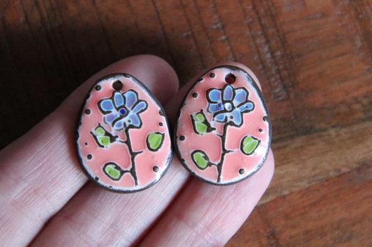 A pair of FLOWER ceramic earring dangles