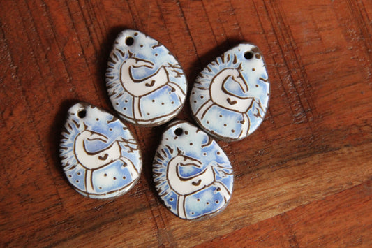 Horses - a pair of ceramic earring dangles