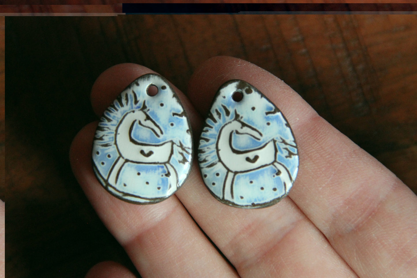 Horses - a pair of ceramic earring dangles