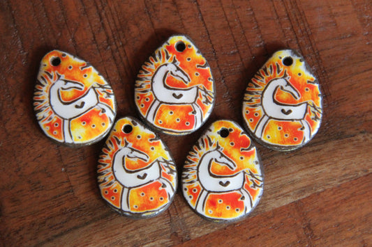 Horses - a pair of ceramic earring dangles
