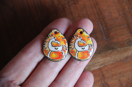 Horses - a pair of ceramic earring dangles