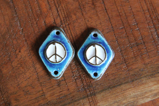 A pair of PEACE ceramic earring CONNECTORS