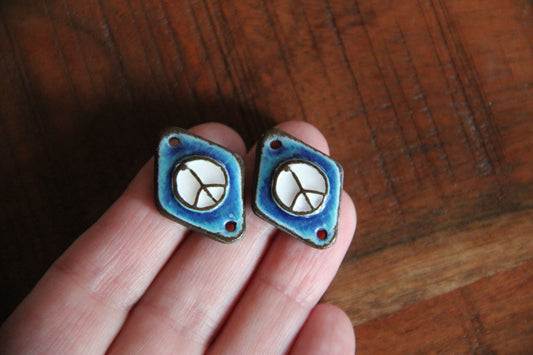 A pair of PEACE ceramic earring CONNECTORS