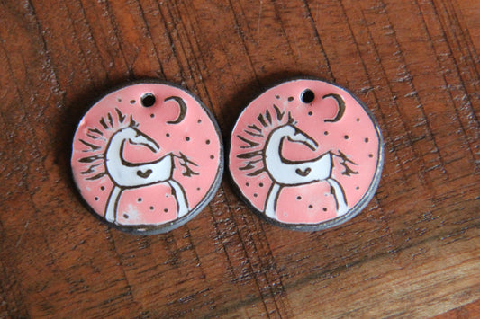 Horses - a pair of ceramic earring dangles