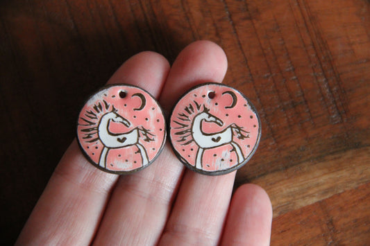 Horses - a pair of ceramic earring dangles