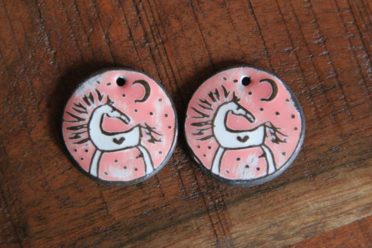 Horses - a pair of ceramic earring dangles