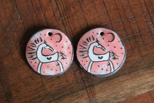 Horses - a pair of ceramic earring dangles